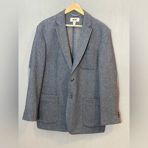 Joseph Abboud Men’s XL Blue Tweed Blazer Wool Blend Elbow Patches Unlined